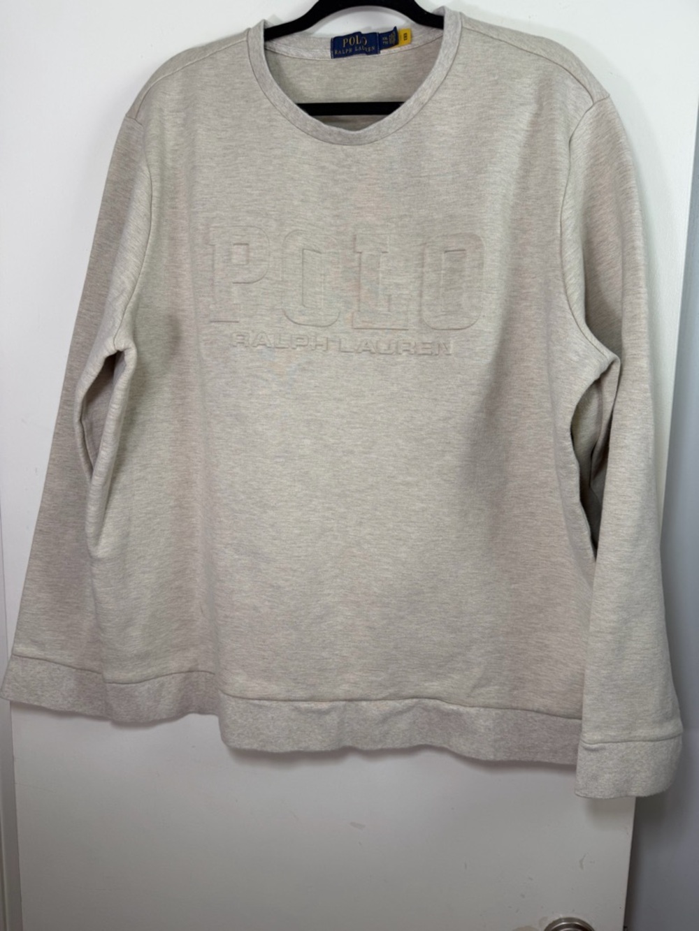Polo Ralph Lauren Creamish? Debossed Tonal Logo Double Knit Sweatshirt XXL